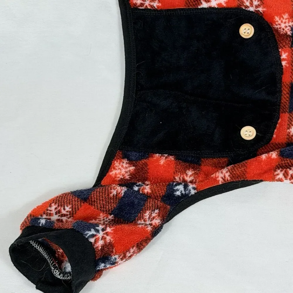 Holiday Pet Dog PJ’s Pajamas Soft XL  Red Black White Snowflakes